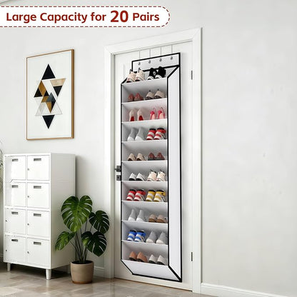 KEEPJOY 10 Tiers White Over Door Shoe Organizer Storage, Hanging Shoe Holder