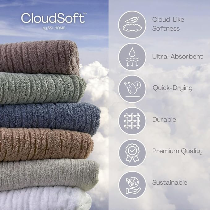 SKL Home CloudSoft Cotton Luxury 4-Piece Washcloth Set