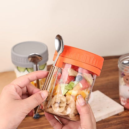 6 Pack Overnight Oats Containers with Lids and Spoons, 16 OZ Glass Oatmeal Container With Measurement Marks for Chia Pudding, Yogurt, Breakfast, Airtight Leak Proof, Clear