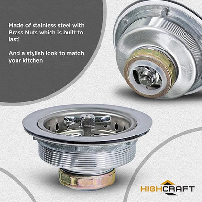 Highcraft 9763 Kitchen Sink Stainless Steel Drain Assembly