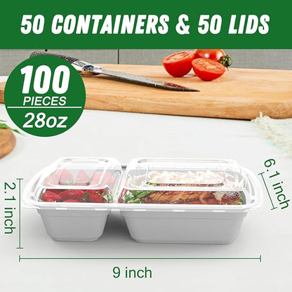 50 Pack 28 oz Meal Prep Containers Reusable