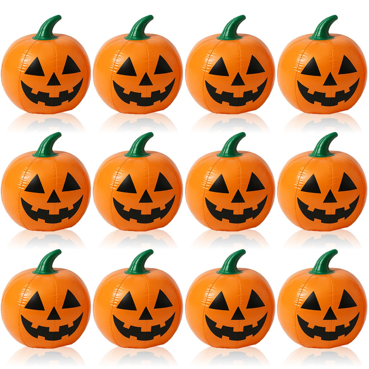 Vertintong 12 Pcs Halloween Pumpkin Beach Balls Inflatable Decorations 14 Inches Plastic Jack O Lantern Party Decoration Inflatable for Halloween Yard, Garden, and Lawn