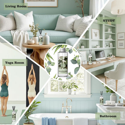 SCENTORINI Reed Diffuser Oil Refill, Eucalyptus Sage Diffuser Oil 6.76 Fl Oz, Natural Scented Essential Oil Refill Long Lasting Summer Home Fragrance for Room Spa Aromatherapy Bathroom Home Decor