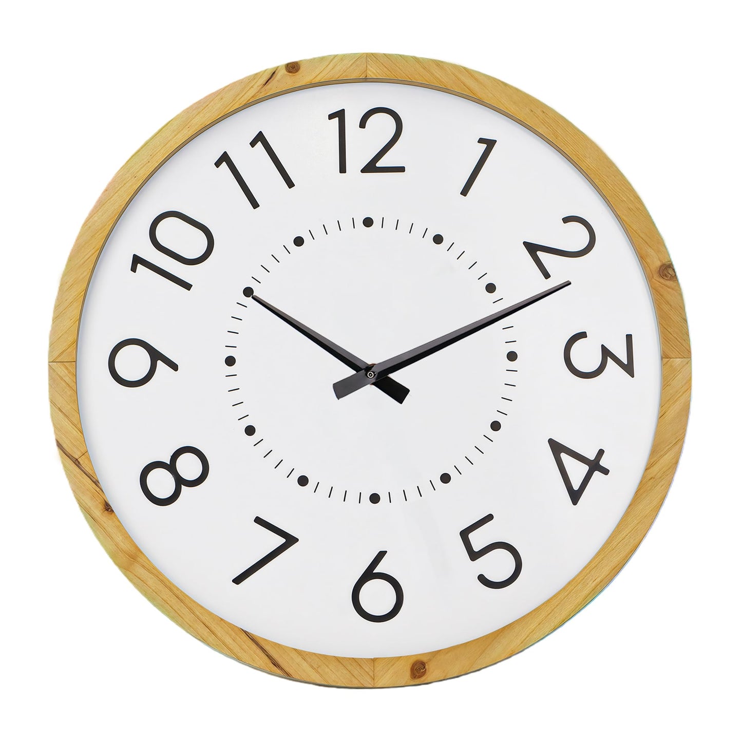 INTERHOMART Farmhouse Silent 16" Wall Clock Battery Operate,Wooden Non Ticking Sweep Movement, Large Farmhouse Wall Clock for Kitchen, Bedroom, Home Office, Living Room Decor, Arabic Numerals