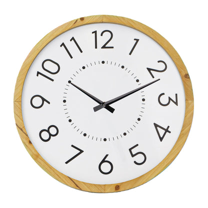 INTERHOMART Farmhouse Silent 16" Wall Clock Battery Operate,Wooden Non Ticking Sweep Movement, Large Farmhouse Wall Clock for Kitchen, Bedroom, Home Office, Living Room Decor, Arabic Numerals
