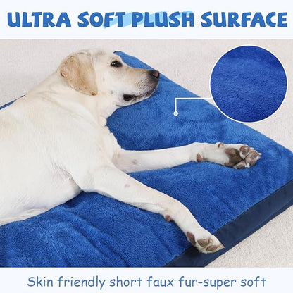 Dog Crate Bed Waterproof Deluxe Plush Dog Beds with Removable Washable Cover Anti-Slip Bottom Pet Sleeping Mattress for Large, Medium, Jumbo, Small Dogs, 29 x 18 inch, Navy