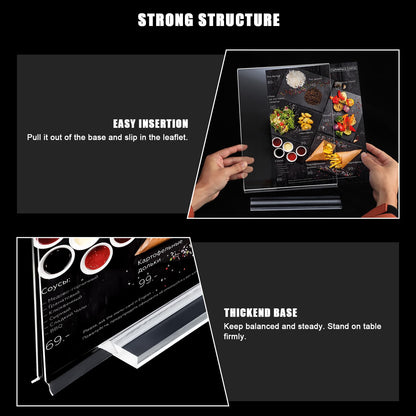 xydstay 6pack Acrylic Sign Holder 5.5 X 8.5, Vertical T Shape Clear Plastic Sign Holder, Menu Holder,Table Display Stand for Restaurant, Office, School, Store and Home Use