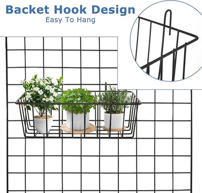 8Pcs Wire Basket, Grid Panel Hanging Wire Baskets,