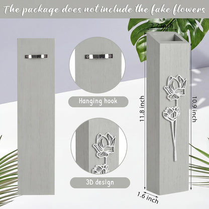 Bucherry 4 Pack 3D Wood Wall Planters Farmhouse Wall Flower Pocket Vases with 3D Floral Design Indoor Modern Neutral Boho Pocket Vase for Dried Flowers and Faux Greenery Plants for Living Room Bedroom