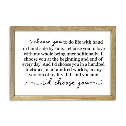 LuZhiQiang I Choose You To Do Life Sign Wall Decor 16X11 I Love You InchRomantic Marriage Art Wooden Framed Wall Hanging (Wood)