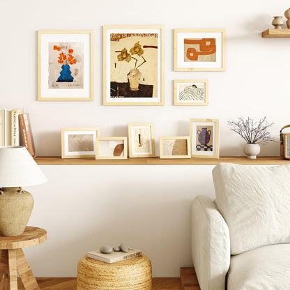 KINLINK 12x16 Picture Frame Wood Grain, Wooden 16x12 Photo Frames with Plexiglass for 11x14 Picture with Mat or 12x16 Without Mat, Perfect for Art Wall and Tabletop Display 12 x 16 frame Set of 4