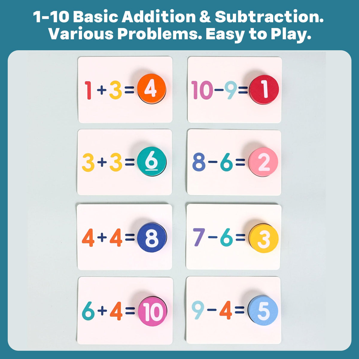 Montessori Digital Operation Cards 54 Cards with 108 Faces Addition & Subtraction Games for Toddlers Early Math Learning Toys with Mnemonic Table