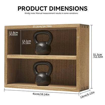 KIRIGEN 2-Tier Wooden Storage Cabinet, Solid Wood Kitchen Counter Organizer, Multi-Functional Storage Shelf for Mugs, Spices, Cosmetics, Coffee, Figure, Home Accessories Storage Rack BZG-DBR