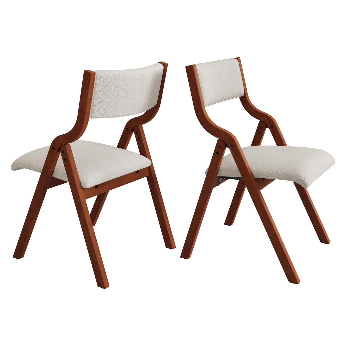 YOPTO Folding Wooden Chairs Set of 2 with Padded Seat,Portable Dining Chairs W/Ergonomically Designed Back and Cushion,for Dining Room,Restaurant,Kitchen,Office