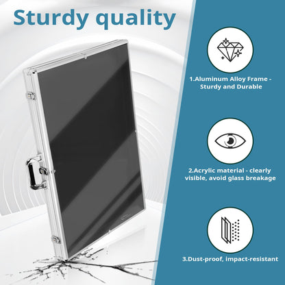 34"x22" Portable Trade Show Display Case for Trade Shows & Table Top Card Display Case – Aluminum Frame with Acrylic Side Panels for Easy Display(Sliver)