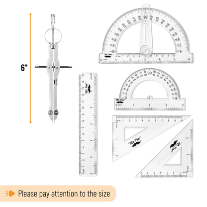 Mr. Pen- Geometry Set, 15 pcs, Light Grey, 6 Inch Swing Arm Protractor, Divider, Set Squares, Ruler, Compasses and Protractor