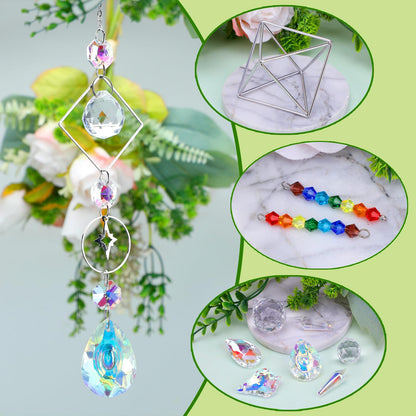 DIY Suncatcher Kit, 400pcs Crystal Sun Catchers Ornament Making Supplies Arts and Crafts Kits for Adults Indoor Windows Hanging Prism Garden Office Home Decor Gifts for Women Birthday Mother's Day