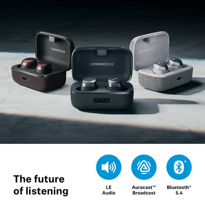 Sennheiser Momentum True Wireless 4 Smart Earbuds with Bluetooth 5.4, Crystal-Clear Sound, Comfortable Design, 30-Hour Battery Life, Adaptive ANC, LE Audio and Auracast - Black Copper