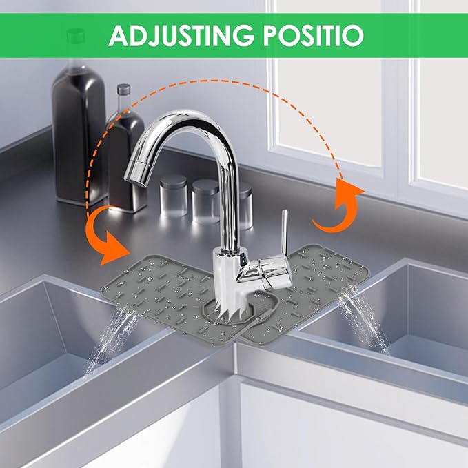 2Pcs Silicone Sink Faucet Splash Guard Mat, Soap Dish Pad Faucet Handle Drip