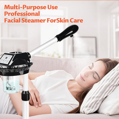 Professional Facial Steamer, Face Steamer on Wheels, SPA Ozone Steamer, Standing Face Steamer for Spa, Salon and at Home Use