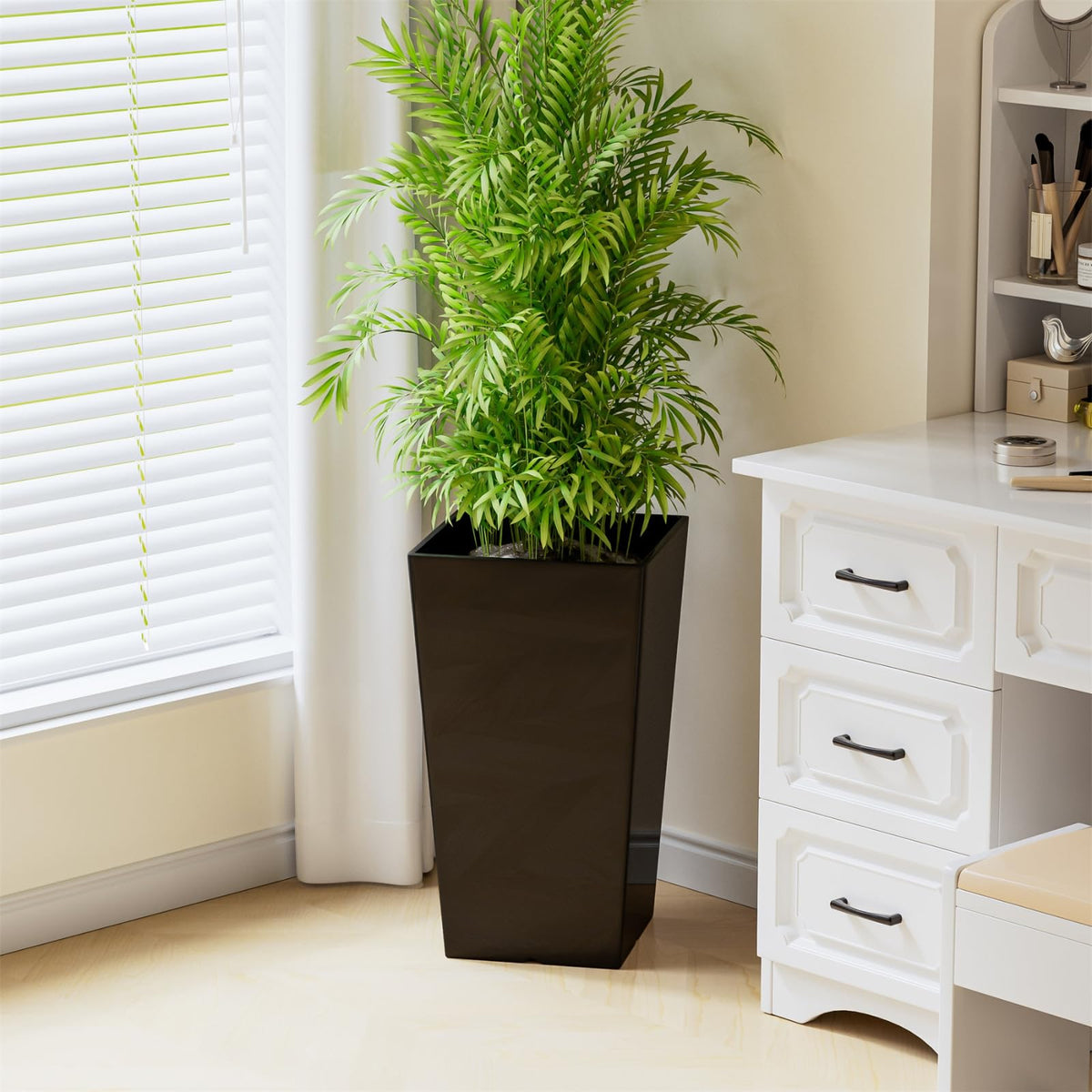 QCQHDU 21 inch Large Tall Taper Planters for Indoor & Outdoor Plants, 2 Pack Durable Plant-Flower-Tree Pots for Front Porch Patio Living Room Home Garden Decor