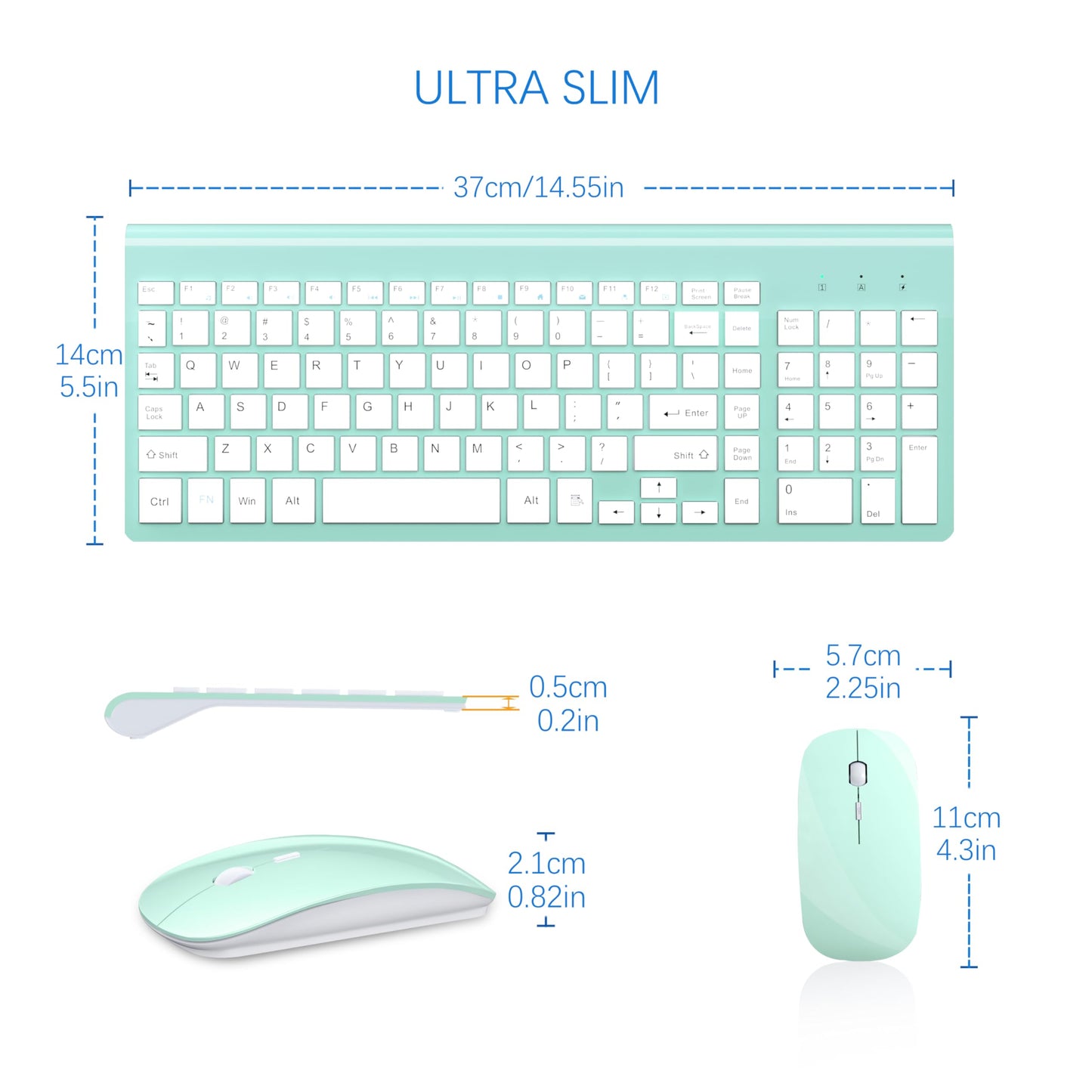 Wireless Keyboard and Mouse Ultra Slim Combo, TopMate 2.4G Silent Compact USB 2400DPI Mouse and Scissor Switch Keyboard Set with Cover, Batteries Included, for PC/Laptop/Windows/Mac - Gray Black