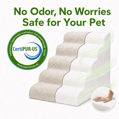Dog Ramp for Bed,Pet Ramp for High Bed,Dog Stairs for Small & Medium Dogs,Curved Non-Slip Ladder for Older Dogs & Cats,24.4" H,5-Step（Blue）