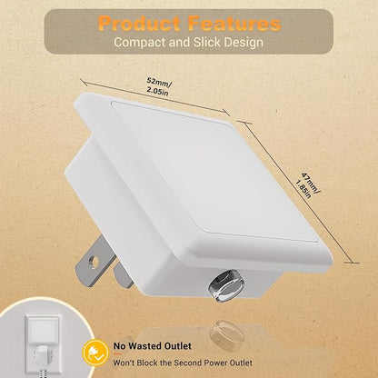 JandCase LED Night Lights - 2 Pack, Soft White Night Lights with Dusk-to-Dawn Sensor for Bedroom, Bathroom, Stairs, Hallway
