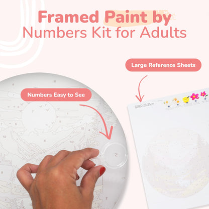 KularStock Paint by Number Kit for Adults – 2 Pack Framed Canvas (10 Inch Round), Easy Paint by Numbers for Beginners, DIY Painting Kit with Easel, Brushes & Acrylic Paint Set