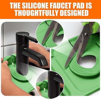 17.7" Green Button Style Faucet Drip Catcher – Silicone Faucet Mat
