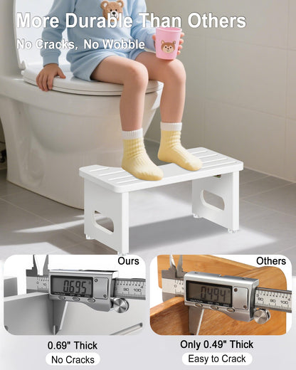YOSE Squatting Potty for Adults, Foldable Bamboo Toilet Stool Squat Adult, No Assembly Required, Sturdy Poop Stool Adult for Small Bathrooms, Space-Saving Bathroom Foot Stool