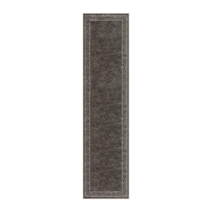 Lahome Modern Bordered Washable Runners for Hallways, 2.5x8 Kitchen Runner Rug Non Slip, Ultra-Thin Hallway Rug Soft Carpet for Bedroom Entryway Bathroom Laundry(2.5'x 8',Brown)