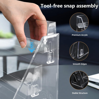 GYSLEOT 2 Pack 5-Tier Acrylic Brochure Holder 12x13 Inch Countertop Pamphlet Display Stand & Literature Organizer, Tiered Desk Rack for Office Home Store Flyers Booklets Table Signs
