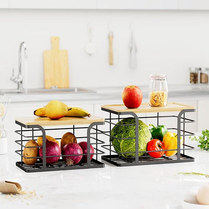 2 Pack Stackable Storage for Kitchen Laundry Pantry Organizers, Trash Bag Holder