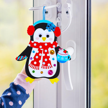 Winlyn 24 Sets Christmas Craft Kits Winter Crafts DIY Christmas Ornaments Decorations Art Sets Foam Santa Reindeer Snowman Christmas Stickers for Kids Holiday Season Classroom Activities Party Favors