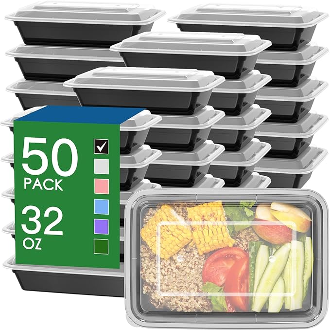 50 Pack 32 oz Meal Prep Containers Reusable