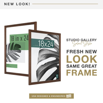 MCS Studio Gallery 18x24 Poster Frame Walnut Woodgrain Engineered Wood, Vertical & Horizontal Wall Hanging Large Picture Frame for Photos, Posters & Art Prints (1-Pack)
