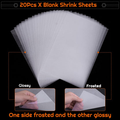 shynek Shrinky Plastic Sheets Keychain Kit, 125Pcs Shrinky Art Kit Including 20 Pcs Shrinky Paper Sheets, Hole Punch, Pencils, Keychains, Tweezers, Scissors for Crafts and Keychains