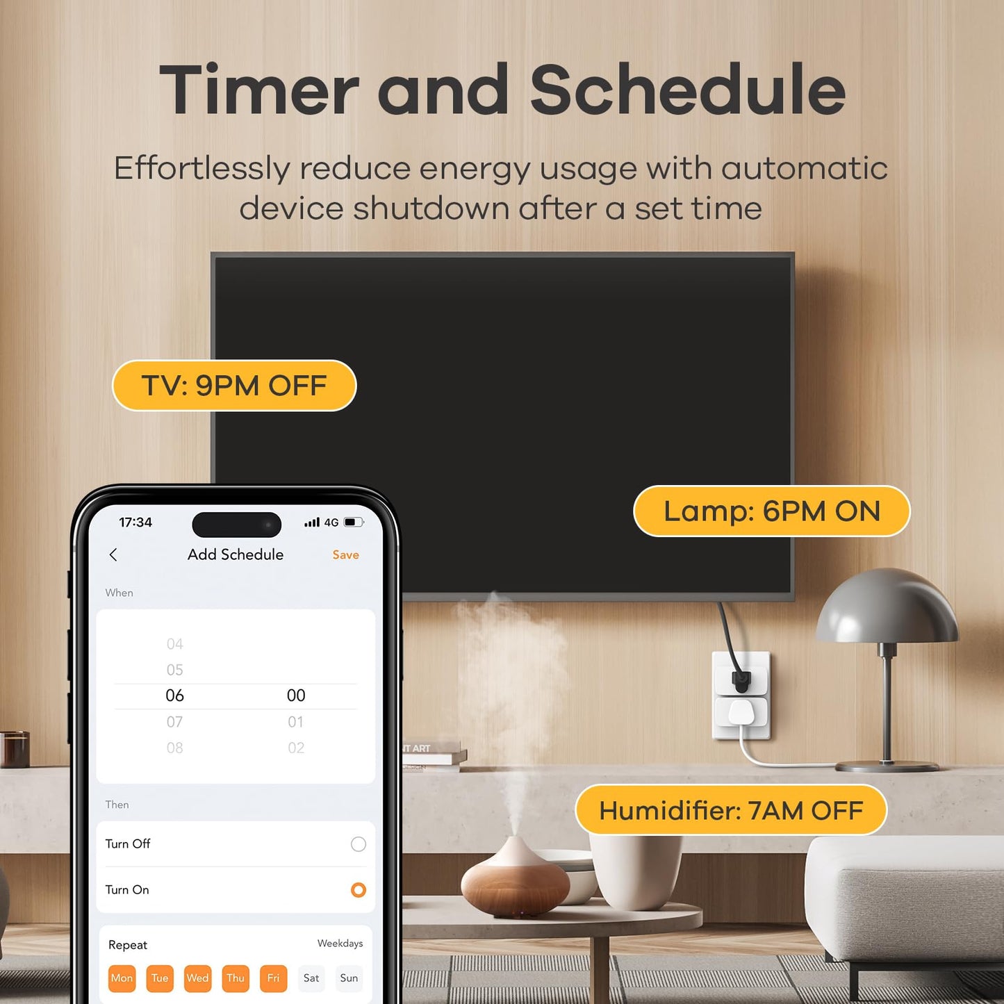 Linkind Matter Smart Plug, Work with Apple Home, Siri, Alexa, Google, SmartThings, Smart Outlet 15A/1800W Max, Smart Home Automation, APP Remote Control,Timer&Schedule, 2.4G Wi-Fi Only, 4 Pack
