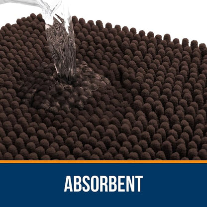 OLANLY Small Bathroom Rugs 24x16, Extra Soft Absorbent Chenille Bath Rugs, Rubber Backing Quick Dry, Machine Washable Bath Mats for Bathroom Floor, Tub and Shower, Home Decor Accessories, Brown