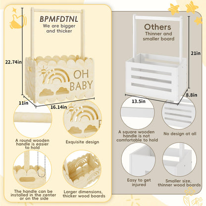 BPMFDTNL Wooden Baby Shower Crate Closet, Wooden Baby Shower Crate Closet, Boys and Girls for Baby shower wooden basket Gifts, Welcome Baby Gifts, Suitable for Pregnancy Glfts for New Parent