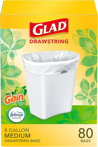 Glad Medium Trash Bags, 8 Gallon, Gain Original