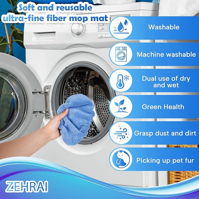 6 Pack Reusable Microfiber Mop Pads Compatible