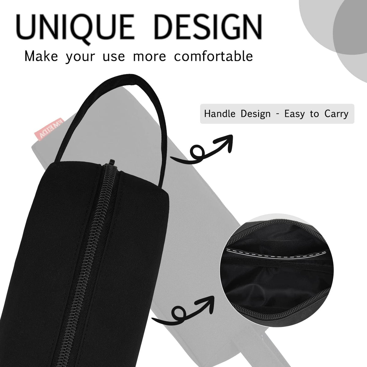 Fmeida Pencil Case Pouch - Water Resistant Pencil Pouch Portable Pencil Bag Simple Office Stationery Pouch with Handle Back to School Supplies - Black