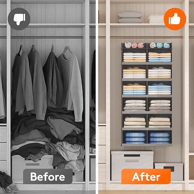 Lifewit Dual-Row Shelf Hanging Closet Organizer and Storage, Clothes Shelves