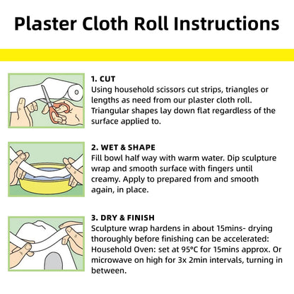Falling in Art Plaster Cloth Rolls, 6 Pack Plaster Bandage, Plaster Gauze Strips for Body Casting, Crafting and DIY Projects, 3 Inches x 106 Inches