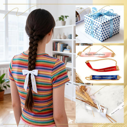 Phomemo P12 Satin Ribbon Label Tape for Gift Wrapping, Bows, Craft Wedding, 12mm x 2m Compatible with Dymo Label Maker Refills LT-100H LT-100T 200B, Phomemo P12 P12-Pro, LT12, F12,3 Pack, Blue Ribbon