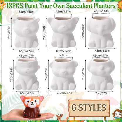 Leitee 18 Pcs Paint Your Own Ceramic Pot Bulk 2.76 in Spring Succulent Pots Ready to Paint Small Pot Mini Succulent Planters Pottery Painting for Spring Easter Mother Craft(Lovely Flowers)