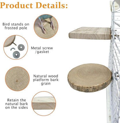 Hamiledyi Wood Bird Perch 4 Pcs Natural Bird perches Wooden Stand Platform or Budgie Conure Parrot Parakeet Cockatiel Lovebird