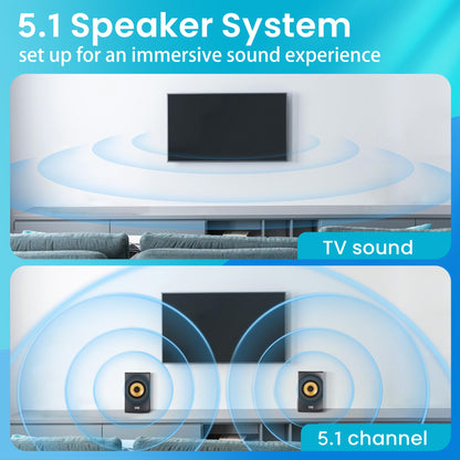 Acoustic Audio AA5170 Home Theater 5.1 Bluetooth Speaker System 700W with Powered Sub